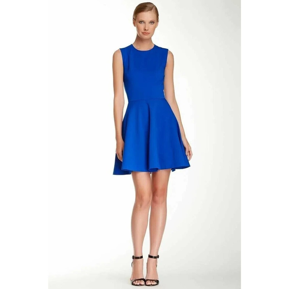 Diane von Furstenberg Jeannie Fit And Flare Dress Sleeveless Royal Blue …